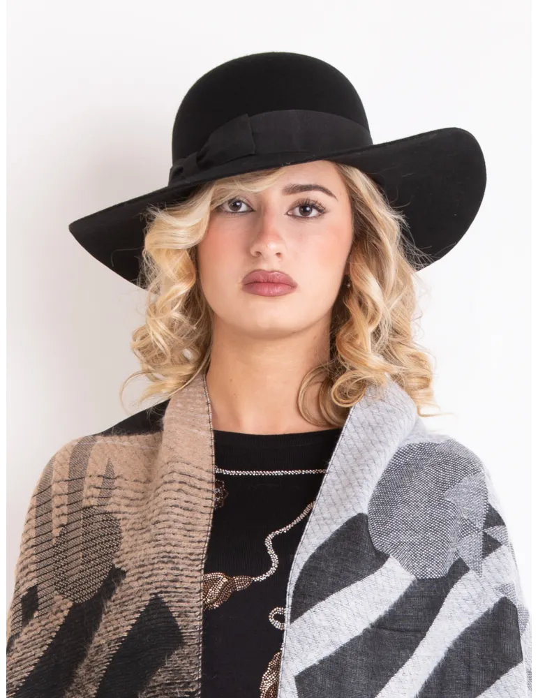 Black wool Hat with wide brim | Complit Italian Elegance