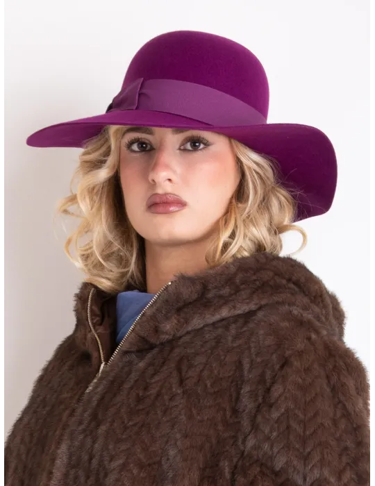 Purple wool Hat with wide brim | Complit Italian Elegance