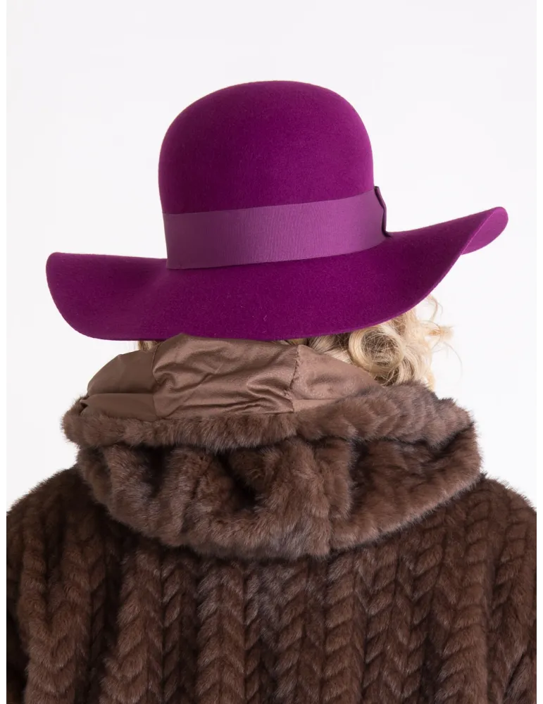 Complit Fashion Hats | Cappello elegante rosa porpora a falda larga