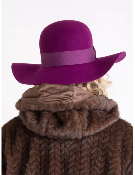 Complit Fashion Hats | Cappello elegante rosa porpora a falda larga