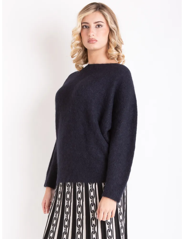 Volpato luxury Knitwear | Black baby Alpaca Wool oversized Sweater
