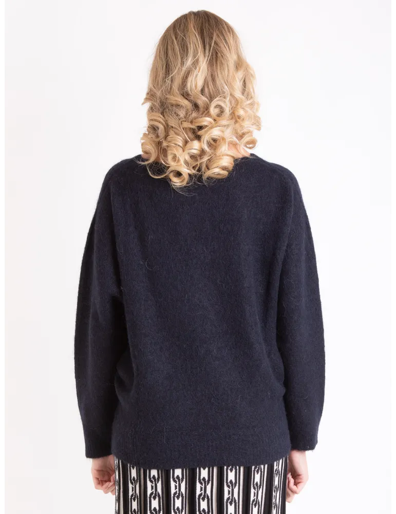 Volpato luxury Knitwear | Black baby Alpaca Wool oversized Sweater
