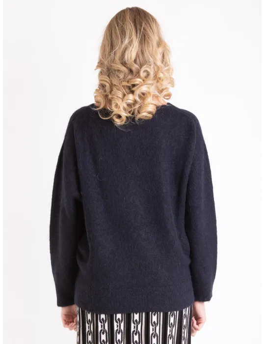 Volpato luxury Knitwear | Black baby Alpaca Wool oversized Sweater