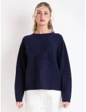 Volpato Italy navy blue pure cashmere braids sweater