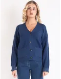 Denim Blue merino wool Cardigan Jacket by Volpato