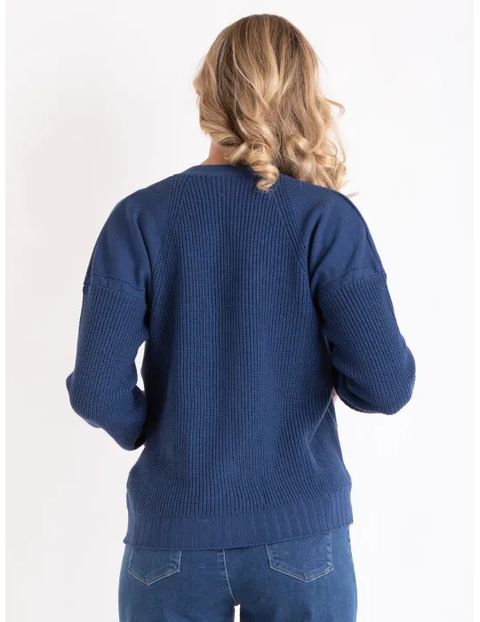 Denim Blue merino wool Cardigan Jacket by Volpato