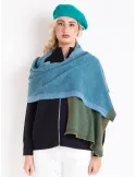 Green and blue cashmere wool scarf