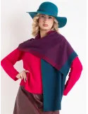 Purple, green, and blue knitted cashmere wool scarf
