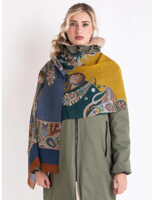 Multi-colours cashmere print wool soft scarf