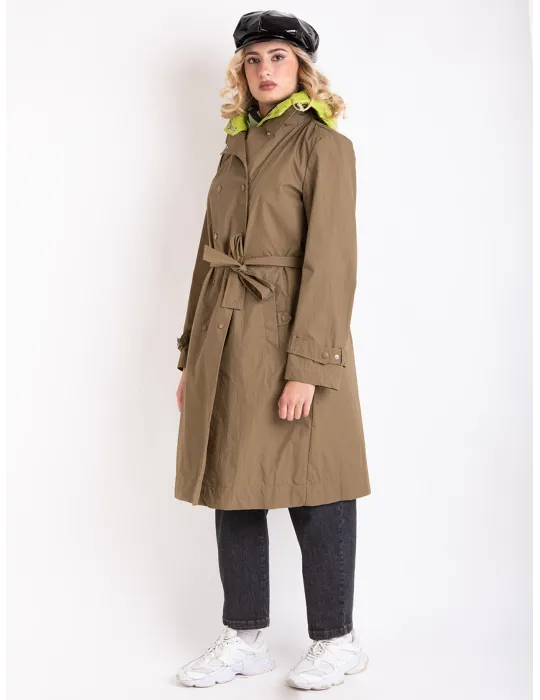 Cappotto Trench donna giaccone impermeabile con interno staccabile