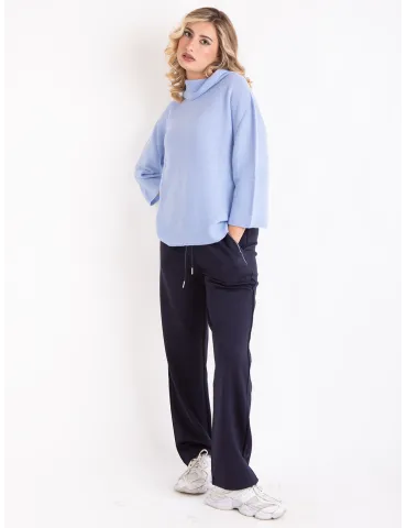 Volpato Italian Knitwear | Light blue pure cashmere turtleneck sweater 2