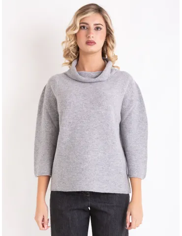 Volpato Italian Knitwear | Pearl grey pure cashmere turtleneck sweater