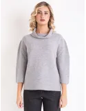 Volpato pearl grey pure cashmere turtleneck box sweater