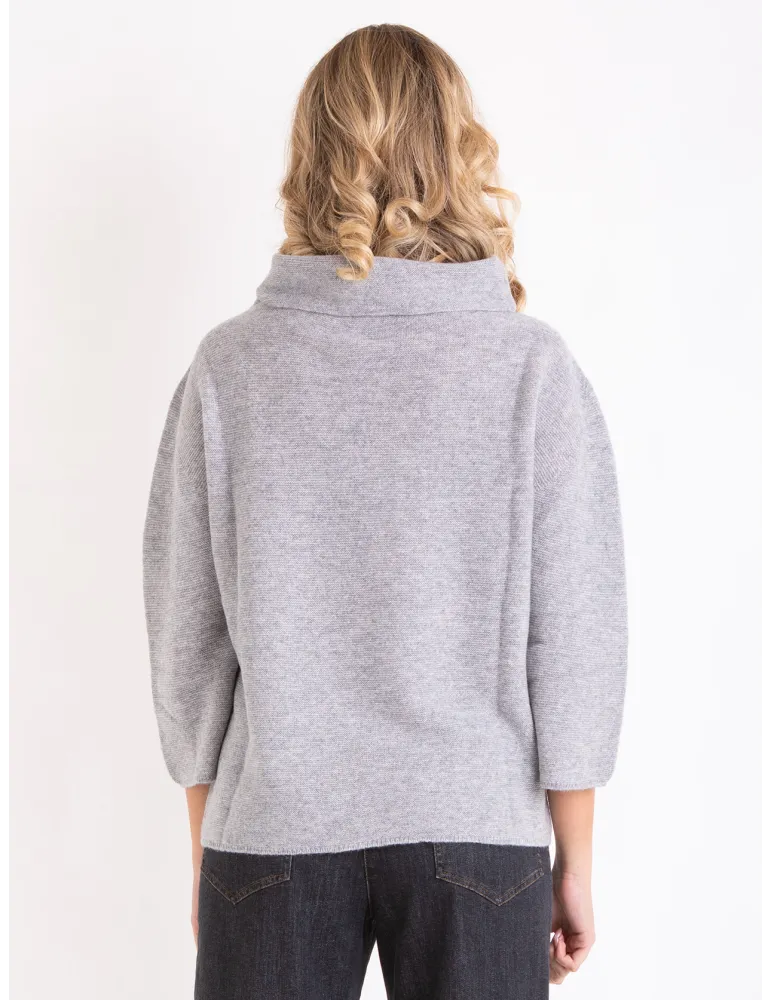 Volpato Italian Knitwear | Pearl grey pure cashmere turtleneck sweater