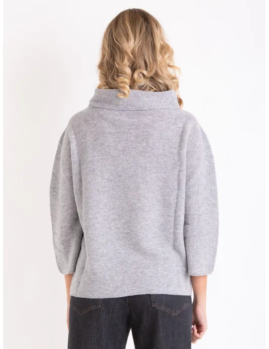 Volpato Italian Knitwear | Pearl grey pure cashmere turtleneck sweater