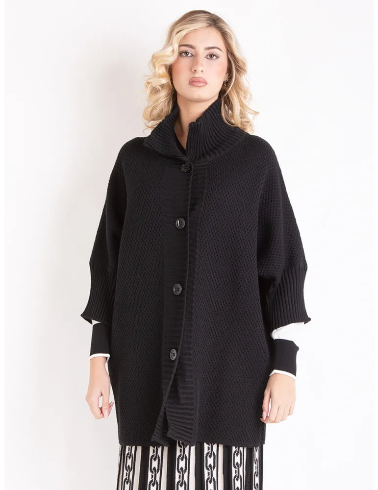 Black Oversized Kimono wool Jacket-Cardigan by Mercuriali
