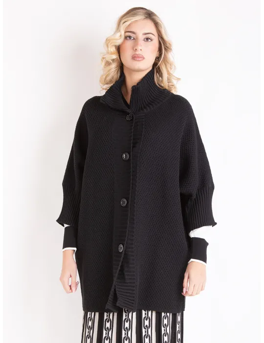 Black Oversized Kimono wool Jacket-Cardigan by Mercuriali