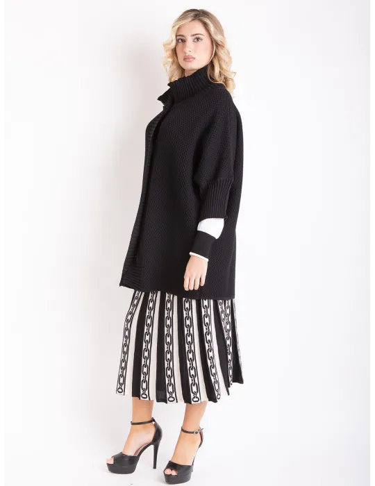 Luxury Knitwear | Black Oversized Kimono Jacket-Cardigan by Mercuriali