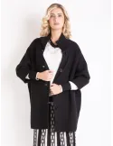 Giacca maxi cardigan mantella in lana nera | Francesca Mercuriali