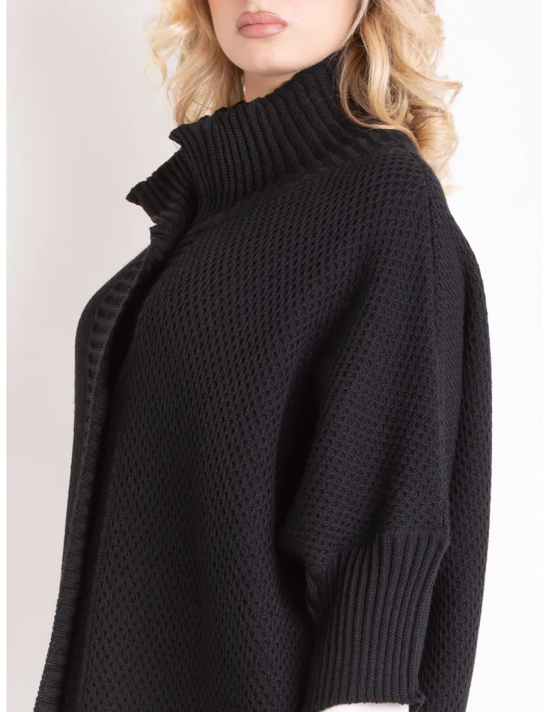 Luxury Knitwear | Black Oversized Kimono Jacket-Cardigan by Mercuriali