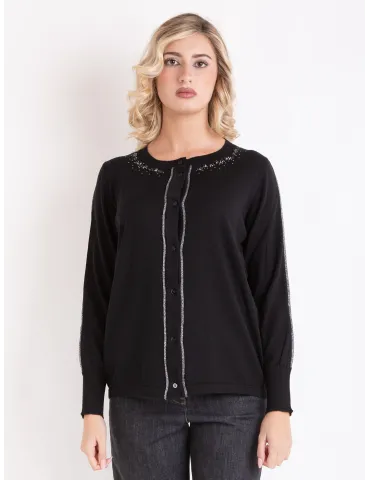 Francesca Mercuriali Knitwear | Finest merino wool black cardigan jacket