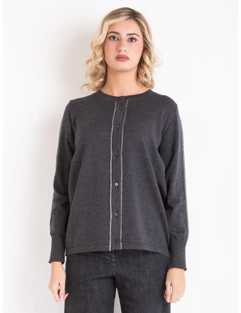 Francesca Mercuriali Knitwear | Finest merino wool grey cardigan jacket