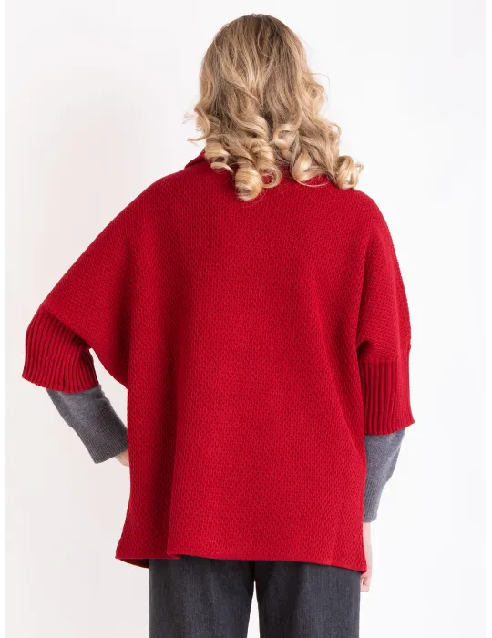 Giacca maxi cardigan mantella in lana bordeaux | Francesca Mercuriali