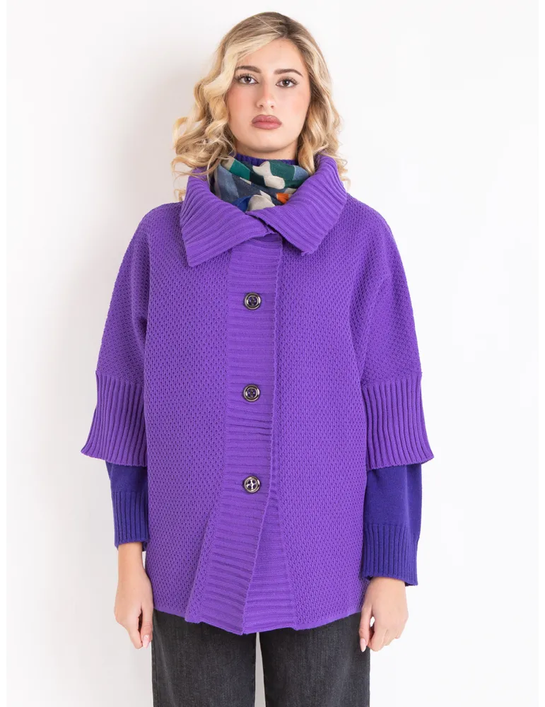 Purple Oversized Kimono Jacket-Cardigan by Mercuriali