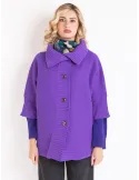 Giacca maxi cardigan mantella in lana viola | Francesca Mercuriali