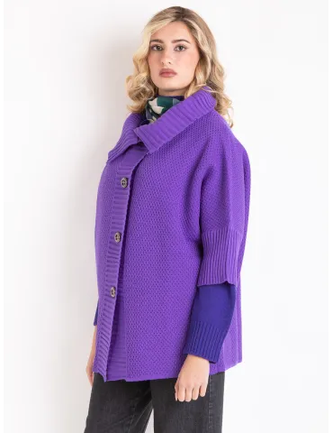 Luxury Knitwear |Purple Oversized Kimono Jacket-Cardigan by Mercuriali 2