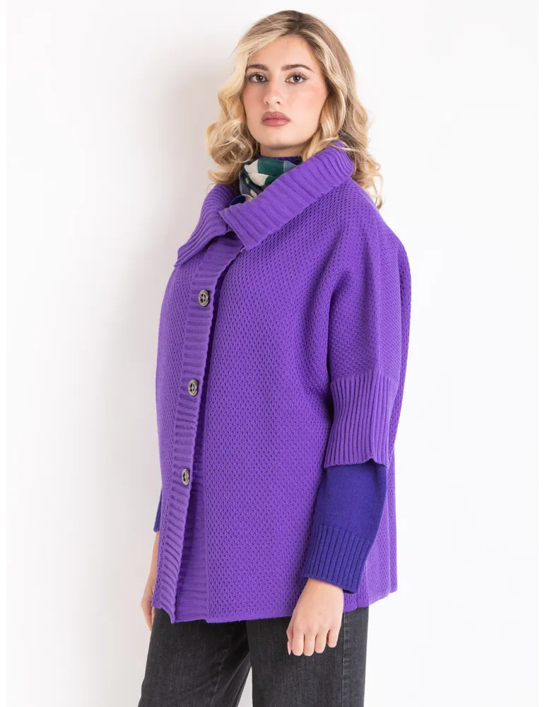 Purple Oversized Kimono Jacket-Cardigan by Mercuriali