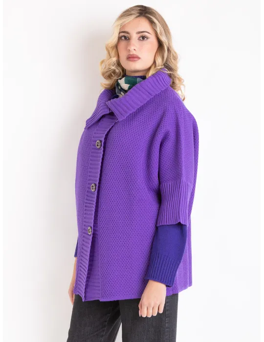 Purple Oversized Kimono Jacket-Cardigan by Mercuriali