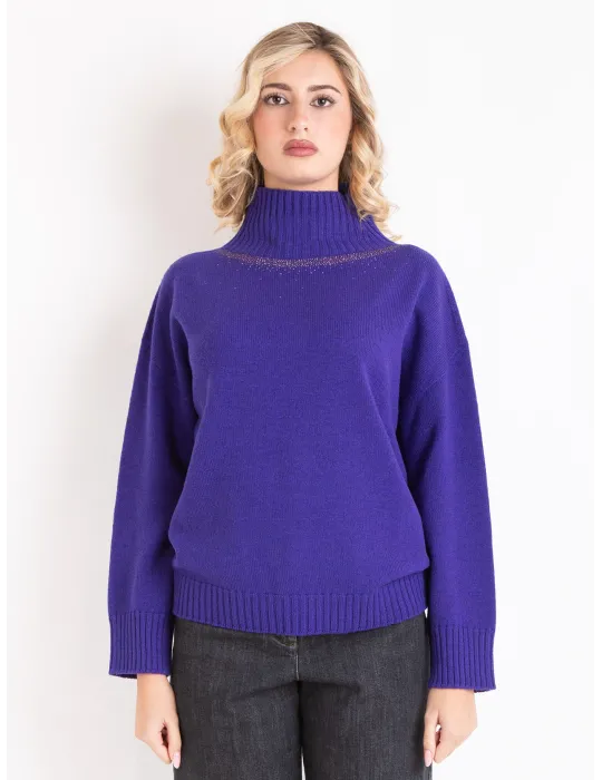 Francesca Mercuriali cashmere | Maglia lupetto viola con strass
