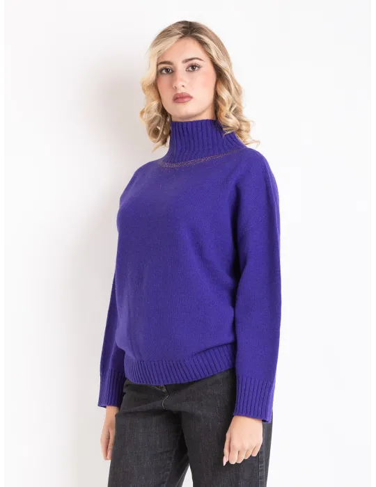 Francesca Mercuriali cashmere | Maglia lupetto viola con strass