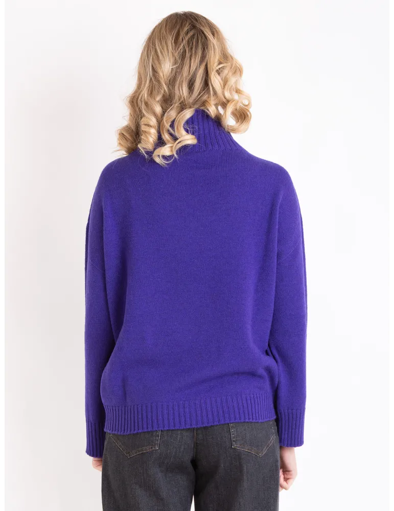 Francesca Mercuriali cashmere | Maglia lupetto viola con strass