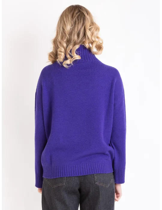 Francesca Mercuriali cashmere | Maglia lupetto viola con strass