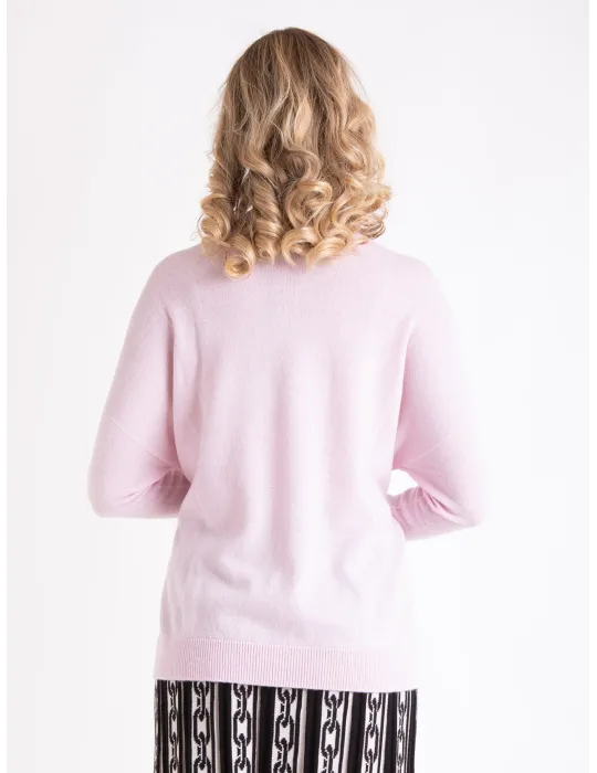 Francesca Mercuriali | Maglia oversize lana cashmere rosa con strass