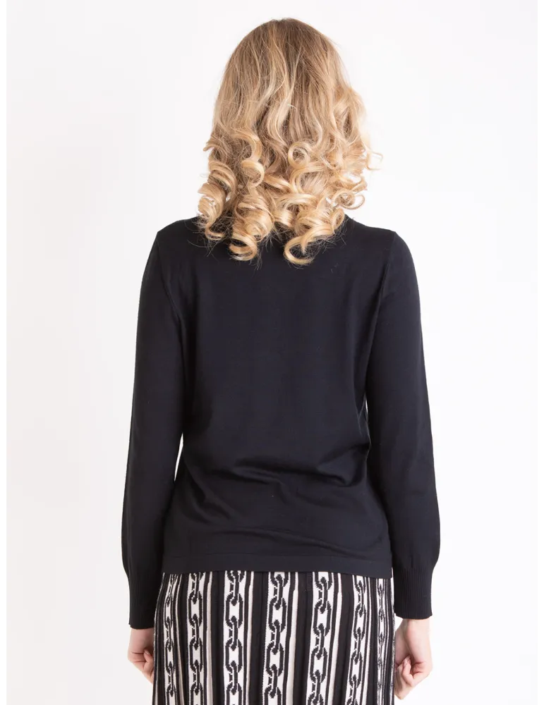 Francesca Mercuriali | Plus size Black sweater with pearls crystals