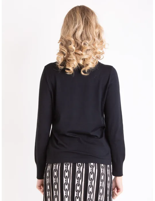 Francesca Mercuriali | Plus size Black sweater with pearls crystals