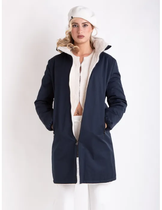 Parka reversibile in cotone e pelliccia fino alla taglia 60 by Volpato