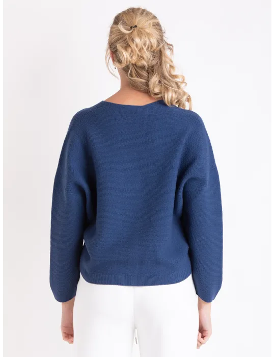 Volpato Italian Knitwear | Blue Finest Merino wool short knit jacket