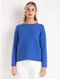 Blue Merino Wool Sweater with cable-knit details by Volpato