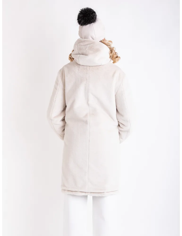 Reversible Navy Blue Parka with White Faux Fur Interior