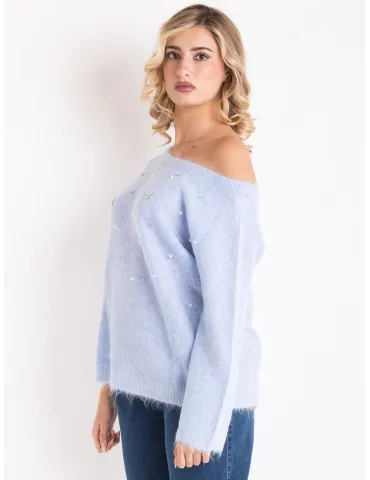 Volpato light blue merino and alpaca wool relaxed sweater 2