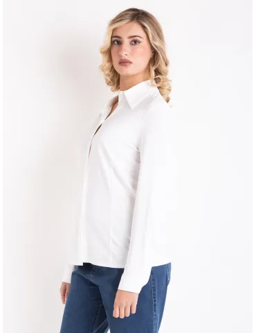 Volpato Italy | White viscose jersey seventies styled shirt plus size 2