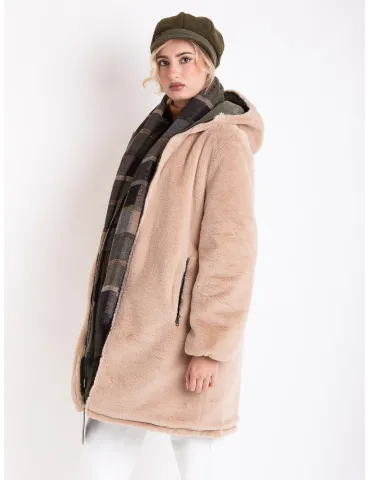 Reversible Military Green Parka with Faux Fur – Elegant Winter Jacket 2