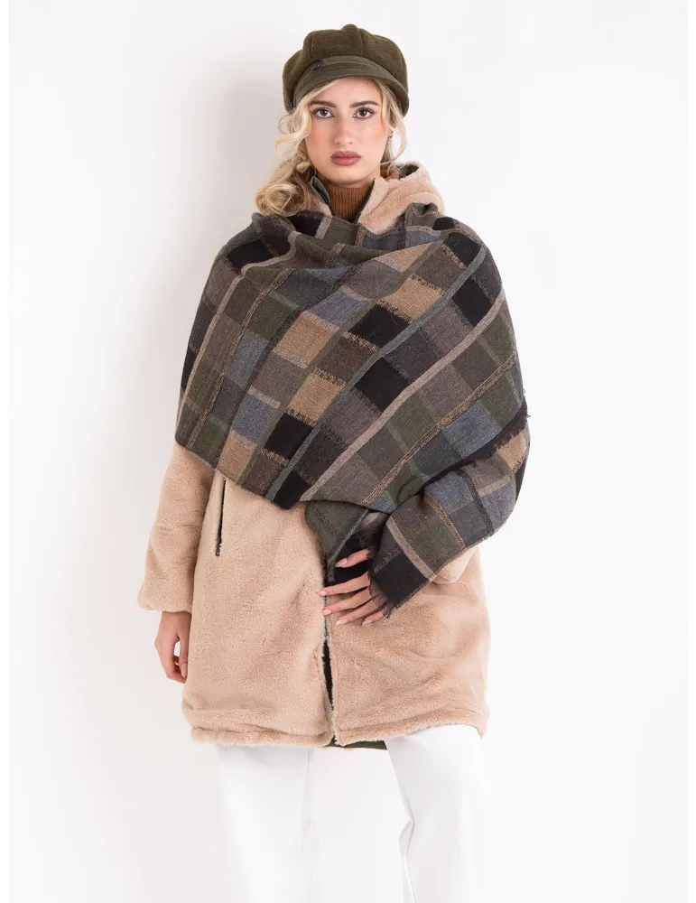 Reversible Military Green Parka with Faux Fur Interior