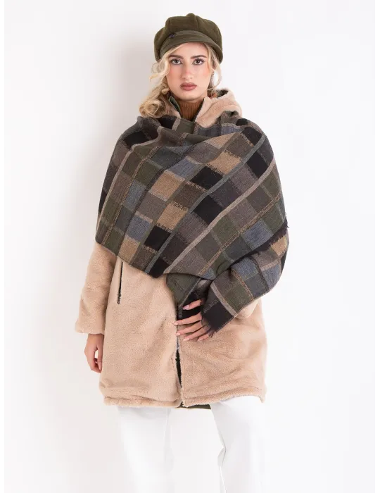 Reversible Military Green Parka with Faux Fur Interior