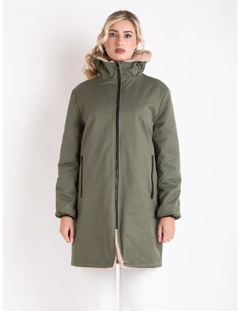 Parka reversibile in cotone e pelliccia fino alla taglia 60 by Volpato