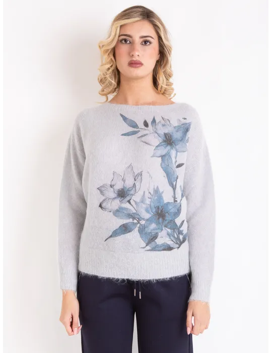 Volpato luxury Knitwear | Pearl grey Alpaca Wool sweater